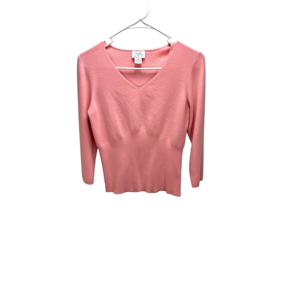 Ann Taylor Loft‎ Women's Sweater M Pink V-Neck Ribbed Hem 3/4 Sleeve Workwear - Picture 5 of 8
